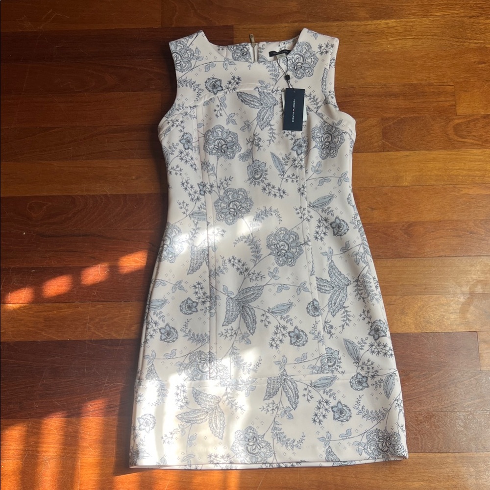 Tommy Hilfiger White and Blue Patterned Mini Dress